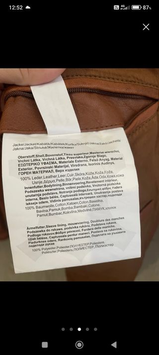 Cazadora Piel Hombre Marrón XXL