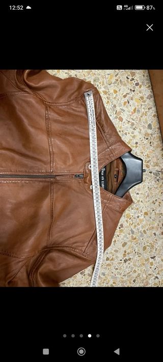 Cazadora Piel Hombre Marrón XXL