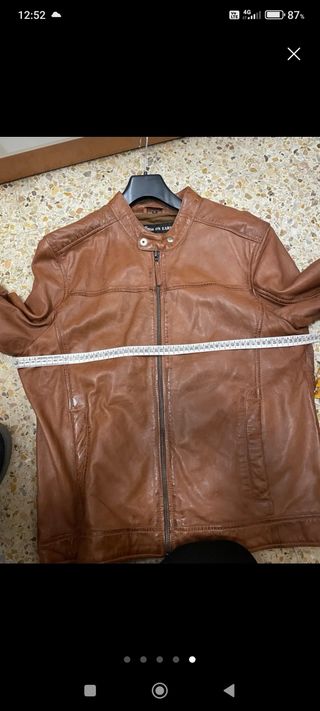 Cazadora Piel Hombre Marrón XXL