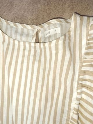 Vestido de rayas beige y blanco