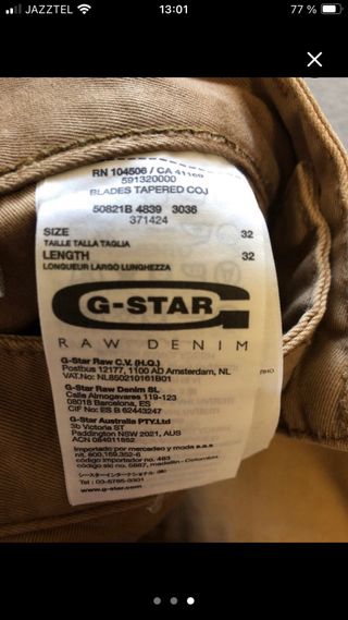 Pantalón G-Star RAW hombre marrón