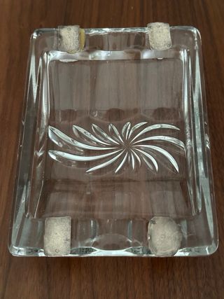 Cenicero cristal tallado y plata
