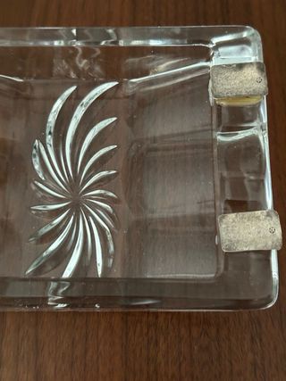 Cenicero cristal tallado y plata