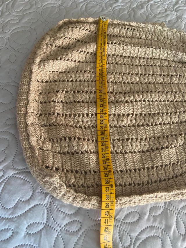 Borsa all'uncinetto beige anni '70 fatta a mano