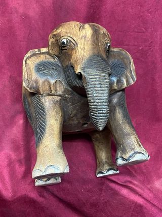 Banco Elefante Esculpido em Madeira