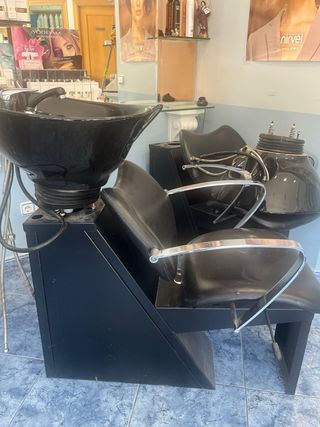 2 Lavacabezas Peluquería Negro/Plata