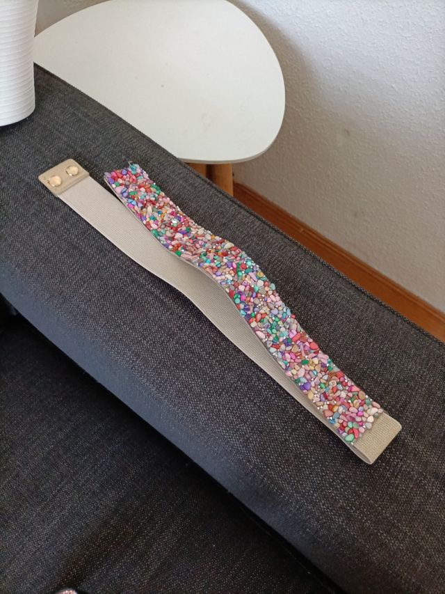 Cinturón mujer con pedrería multicolor