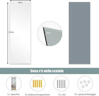Specchio da Parete 110 x 38 cm, Specchio Rettangol