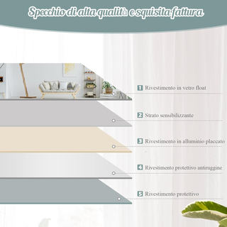 Specchio da Parete 110 x 38 cm, Specchio Rettangol