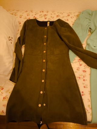 Chaqueta larga verde mujer