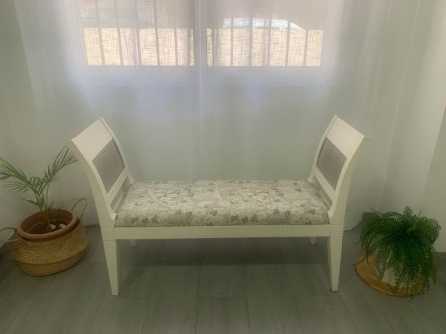 Banco tu y yo blanco y tela