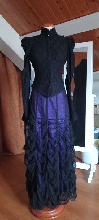 Disfraz Gótico Victoriano Negro/Morado Talla S/M