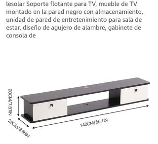 Mueble Flotante TV Negro con Almacenamiento