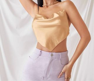Top Shein Dorado con cuerdas Talla S