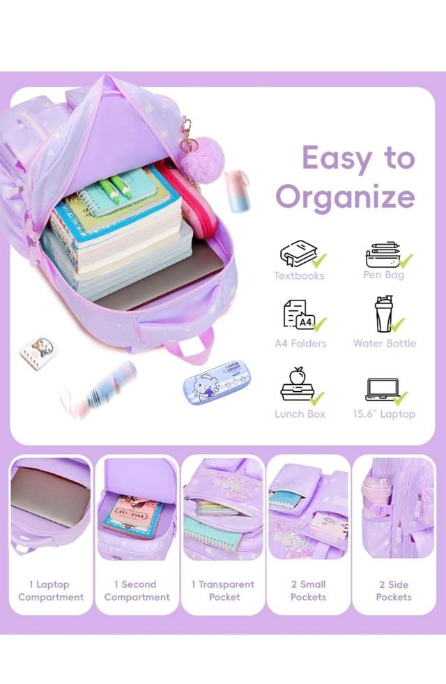 Mochila Escolar Morada Niña Karissa