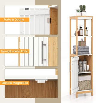 Armadio da Bagno, Mobile Alto 129 cm con Anta, Mob