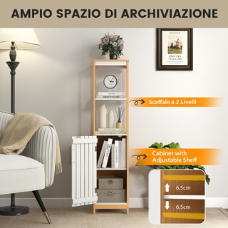 Armadio da Bagno, Mobile Alto 129 cm con Anta, Mob