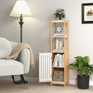 Armadio da Bagno, Mobile Alto 129 cm con Anta, Mob