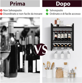 Portabottiglie da Parete, Scaffale Espositivo per