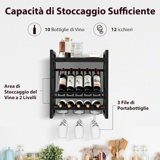 Portabottiglie da Parete, Scaffale Espositivo per