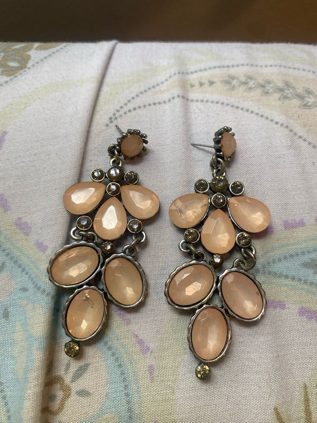 Pendientes bisutería rosa y plata