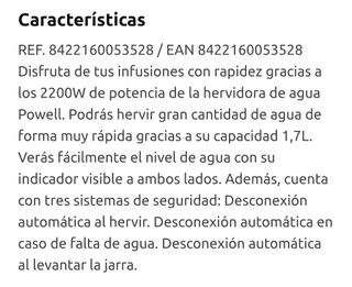 Hervidor Ufesa Powell Negro