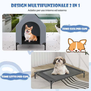 Casetta per Cani, Letto Rialzato per Cani con Cope