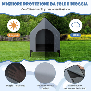 Casetta per Cani, Letto Rialzato per Cani con Cope