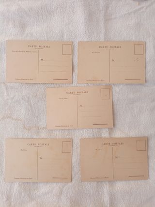5 Postales Antiguas de París. Principios siglo XX