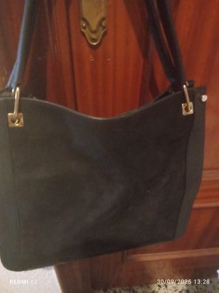 Bolso de cuero natural negro