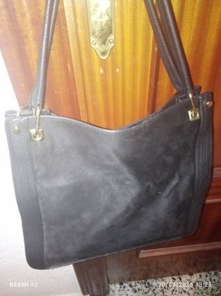 Bolso de cuero natural negro