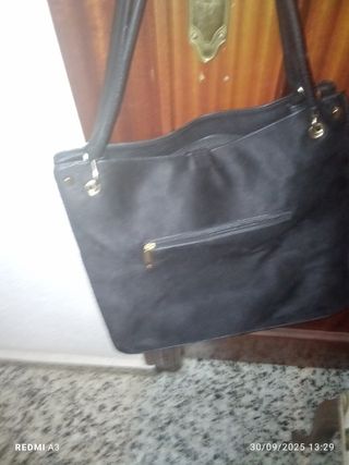 Bolso de cuero natural negro