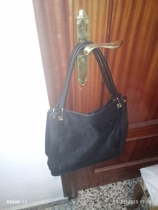 Bolso de cuero natural negro