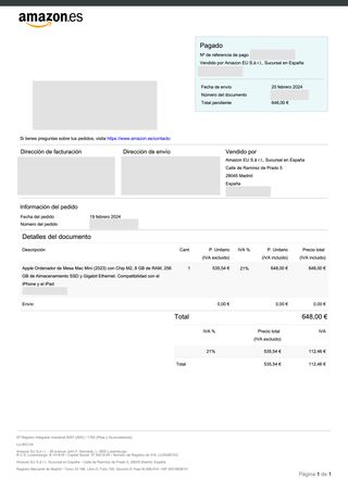 Mac mini M2 con Factura y garantía + accesorios
