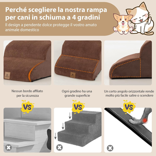 Rampa per Cani in Schiuma a 4 Livelli, Scale Antis