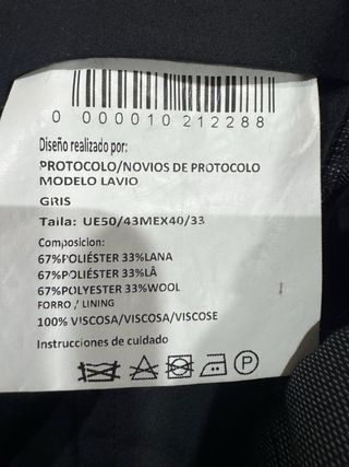 Traje ceremonia Protocolo Talla 50 (M) 1 uso