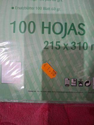Recambio Hojas 100 uds 215x310mm 60gr