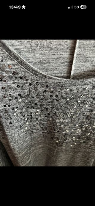 Jersey gris con lentejuelas talla XXXL