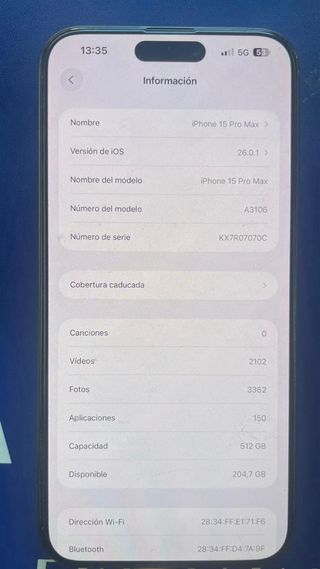 iPhone 15 Pro Max 512 GB Negro/Gris