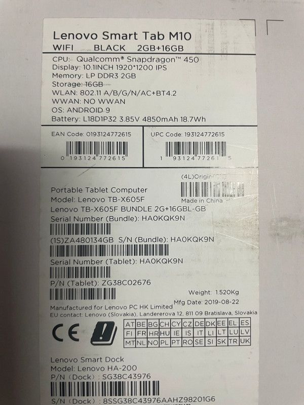 Lenovo Smart Tab M10 com Alexa Dock