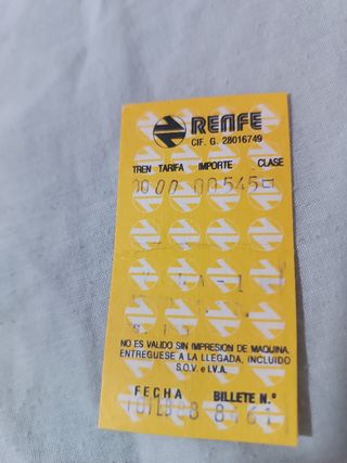 Billete antiguo Renfe