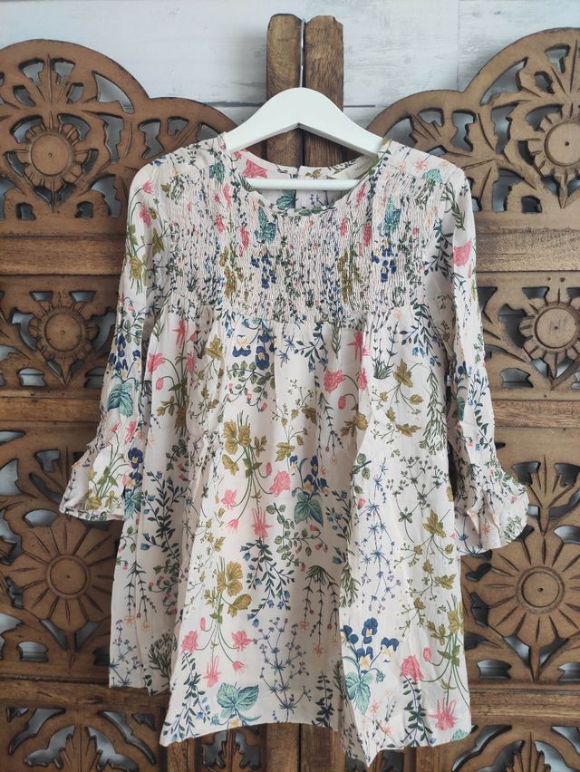 Vestido de flores manga larga 5-6 años de Mango