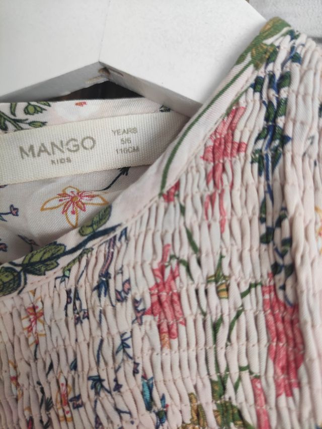 Vestido de flores manga larga 5-6 años de Mango