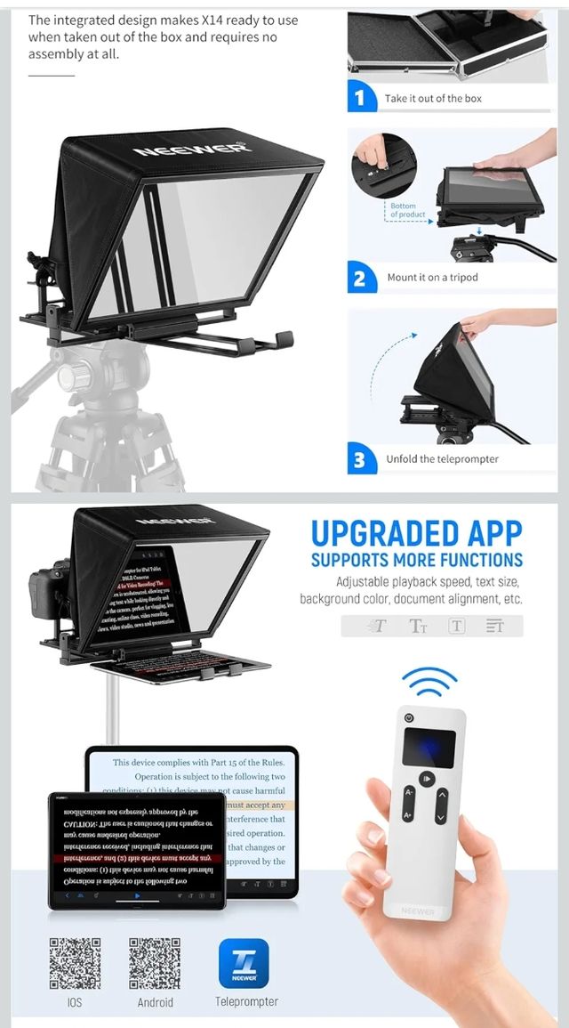 Teleprompter Neewer X14 con Control Remoto RT-110