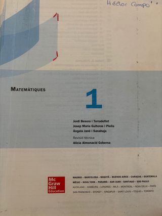 Matemàtiques 1r Batxillerat
