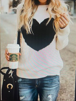 Jersey crema corazón negro Talla L sin usar