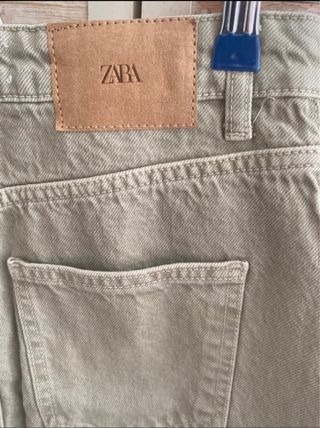 Falda larga vaquera verde Zara