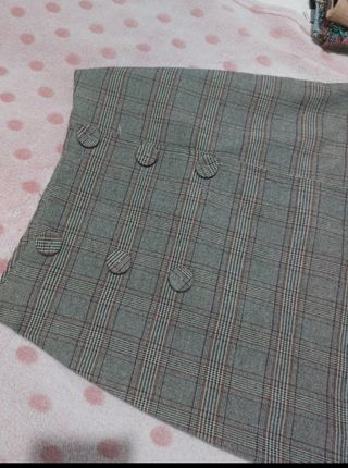 Falda Mango cuadros multicolor