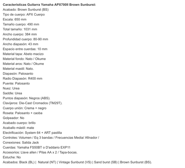 Guitarra Yamaha APX700II Brown Sunburst