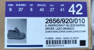 Mocasines de piel azul ZARA